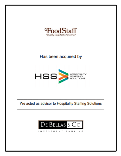 food staff m&A acquisition by hospitality staffing solutions