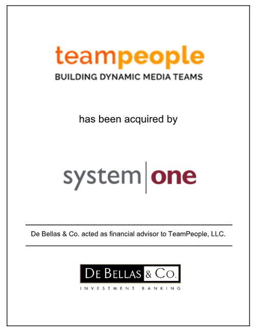teampeople acquired by system one - de bellas and co financial advisor