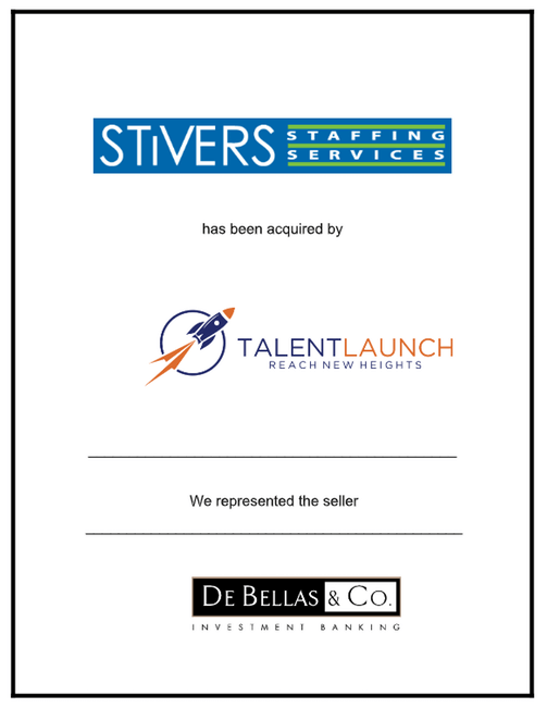 Stivers staffing services acquired by talent launch - staffing merger agency